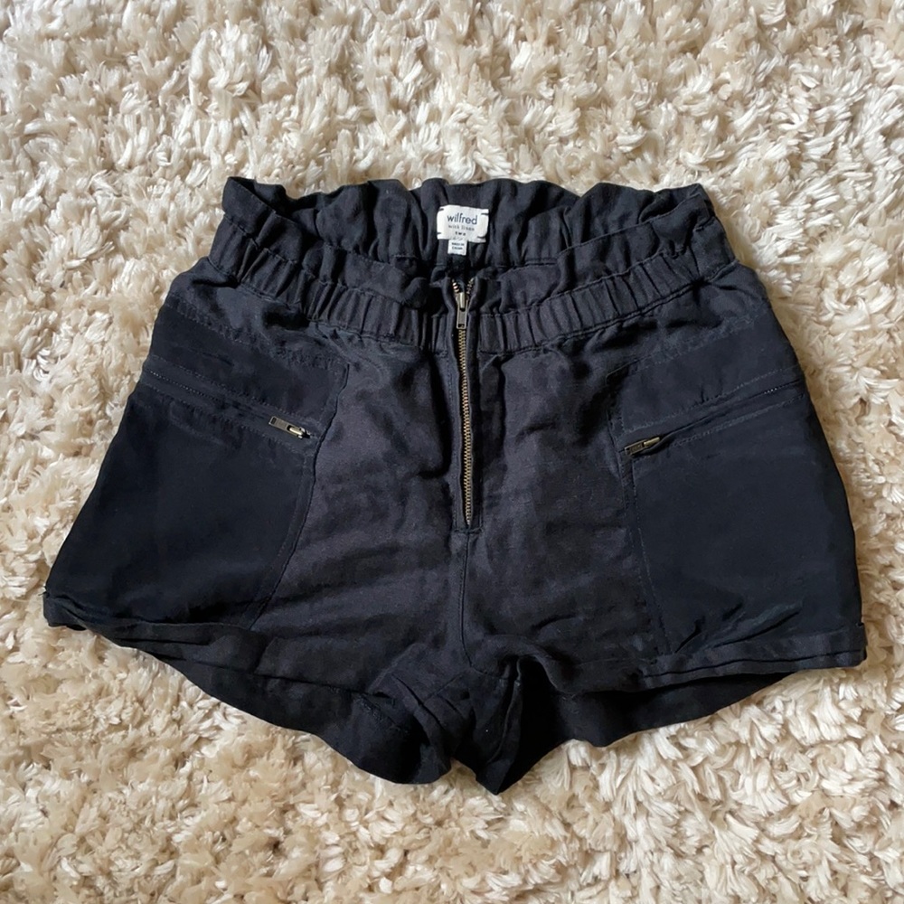 Aritzia Wilfred Black Linen Paradis Shorts sz 2